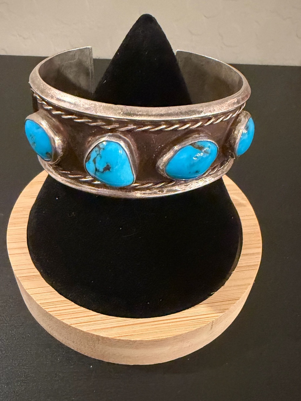 Silver Cuff Bracelet Handmade With Bisbee Turquoise